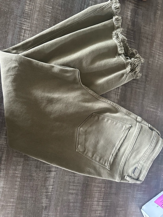 Risen Jeans Denim - Olive Green Frayed Hem Jeans. 
Wild oak Risen jeans.